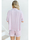 Purple Checkered Pattern Short Sleeve Pajamas Set