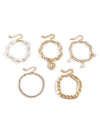 Gold 5Pcs Pearl Heart Diamond Bracelet Set