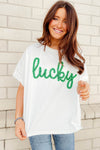 White Tinsel Lucky St Patrick Graphic Tee