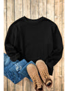 Black Solid Color Drop Shoulder Terry Sweatshirt