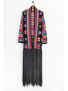 Fringe Tied Long Sleeve Cardigan - Cocoa Yacht Club