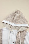 Light Blue Quilted Textured Patchwork Hooded Jacket