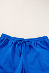 Dark Blue Plus Size Fashion Textured Short Set