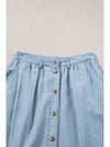 Snap Down High Waist Denim Skirt - Cocoa Yacht Club