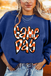 Dark Blue Game Day Graphic Drop Shoulder Corded Sweatshirt