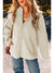 Beige Fleece Zip Up Drawstring Hooded Pocketed Jacket