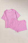 Phalaenopsis Ribbed Knit T Shirt and Shorts Plus Size Pajama Set