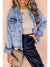 Beau Blue Vintage Washed Flap Pockets Denim Jacket