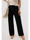 Black Solid Color Textured Loose Drawstring Pants