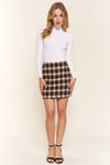 And The Why Full Size Brushed Plaid Mini Skirt - Cocoa Yacht Club