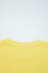 Yellow Cream Drop Shoulder Crop Pullover Drawstring Wide Leg Pants Set