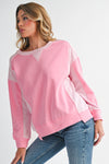 Bonbon Colorblock Patchwork Drop Shoulder Loose Sweatshirt