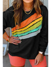 Black Rainbow Colorblock Plus Size Sweatshirt