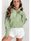 Parchment Quarter Zip Stand Neck Kangaroo Pocket Sweatshirt