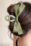 Orchid Petal Solid Color Ribbon Bow Decor Hair Clip