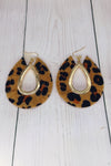 Chestnut Leopard Print Hollow Out Drop Earrings