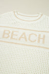 White BEACH Hollow Out Knitted Lightweight Dolman Sweater