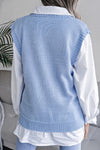Sky Blue Hollow Out V Neck Knit Vest
