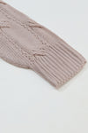 Apricot Ribbed Trim Hollow Knit Side Slits Cardigan