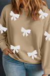 Black Bow Pattern Drop Shoulder Plus Size Sweatshirt