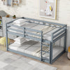 Solid Wooden , Solid Rubber Wooden Twin over Twin Floor Bunk Bed with Ladder ,Upper and Bottom Bed Platforms crafted with Strengthened Slats ,Grey