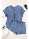 Light Blue Denim Loose Fit Tee and Shorts Set