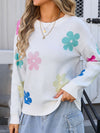 Angel Wings Flower Round Neck Long Sleeve Sweater - Cocoa Yacht Club