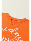 Orange Game Day Lettering Rugby Notched Neck Cropped Sweatshirt