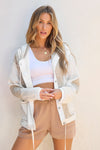 Drawstring Color Block Long Sleeve Jacket - Cocoa Yacht Club