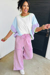 White Colorblock Patchwork Oversized T Shirt