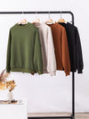 Beige Solid Color Textured Raglan Sleeve Pullover Sweatshirt