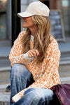 Orange Leopard Drop Shoulder Knitted Cardigan