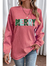 Racing Red Corded MERRY Christmas Letter Graphic Sweatshirt