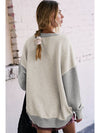 Yellow Color Block Thumbhole Sleeve Drop Shoulder Sweatshirt