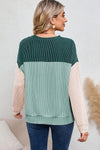 Black Ribbed Color Block Long Sleeve Top