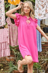 And The Why Ruffle Shoulder Smocked Detailed Dress
