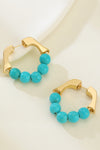 Gold Vintage Turquoise Beaded Hoop Earrings