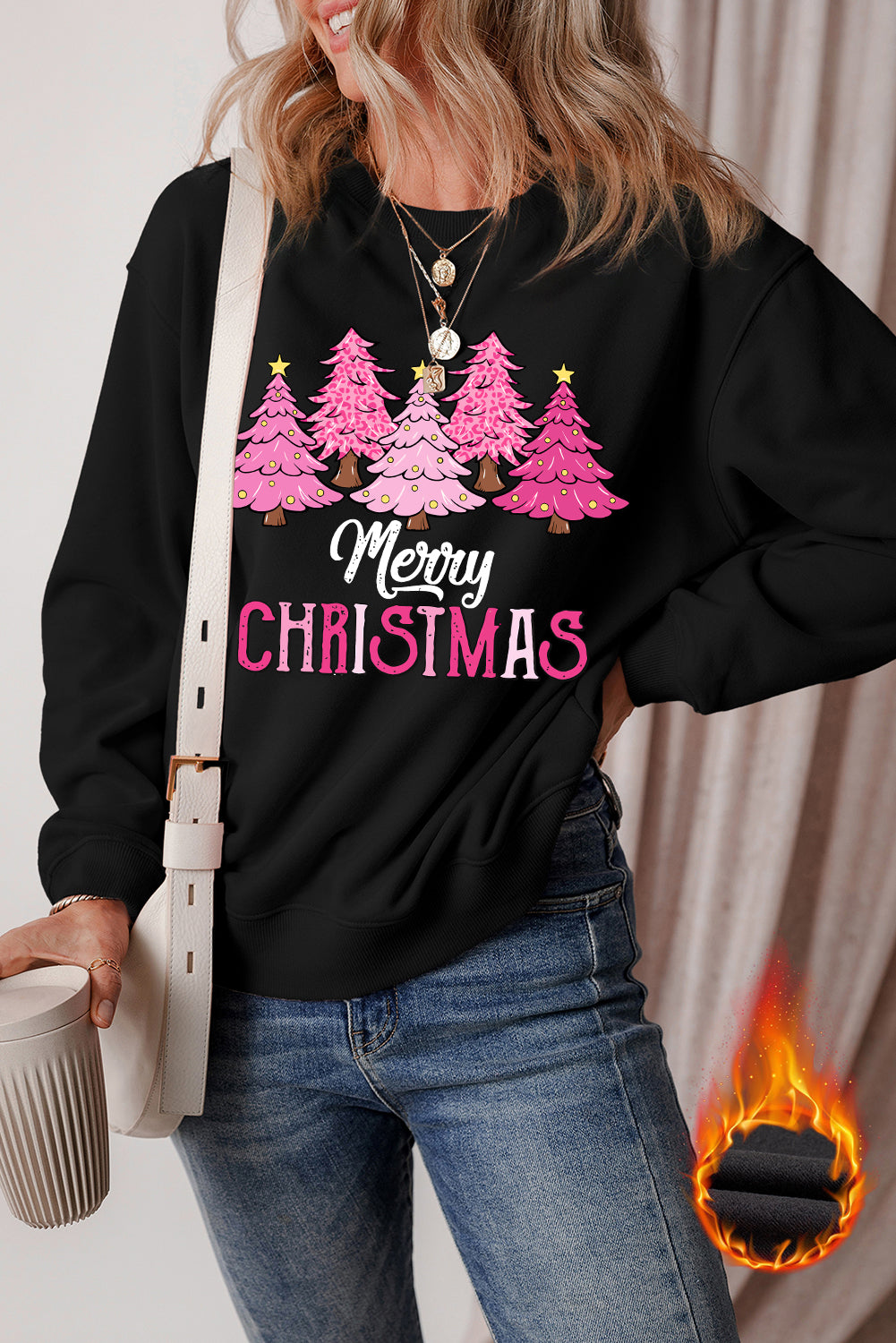 Black Merry Christmas Graphic Sweatshirt