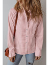 Light Pink Pleated Button-up Plain Shirt