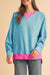 Light Blue Drop Sleeve Contrast Trim Oversized Sweatshirt