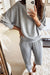 Light Grey Ribbed Dolman Sleeve Top And Pocketed Pants Set