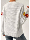 Crochet Flower Round Neck Long Sleeve Sweater