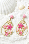 Rose Red Braided Flower Waterdrop Earrings