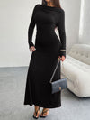 Devine Ruched Long Sleeve Maxi Dress - Cocoa Yacht Club