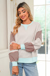 Parchment Colorblock Patchwork Striped Sleeve Sweatshirt