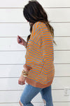 Pink Stripe Colorblock Drop Shoulder Oversize Sweatshirt