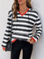 Perfee Contrast Striped Long Sleeve Hoodie