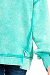 Zenana Acid Wash Exposed-seam Fleece Sweatshirt