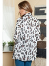 White Leopard Print Casual Open Front Cardigan