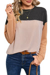 Black Ribbed Color Block Long Sleeve Top